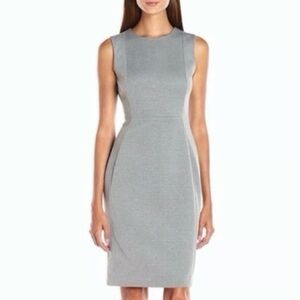 Calvin Klein Heather Gray Scuba Knit Sleeveless Stretch Sheath Dress